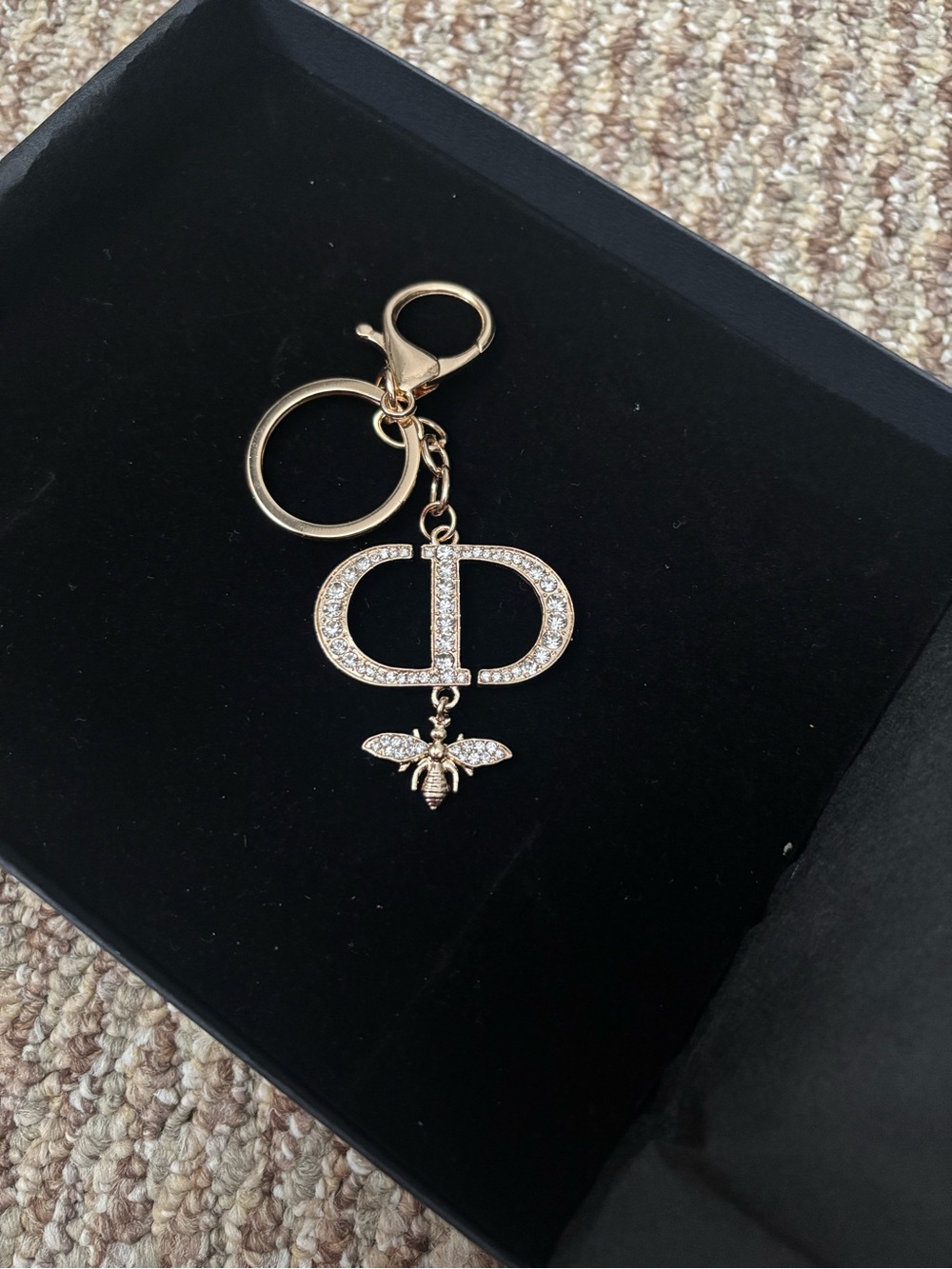 Gold CD Crystal Bee wKeyChain Charm